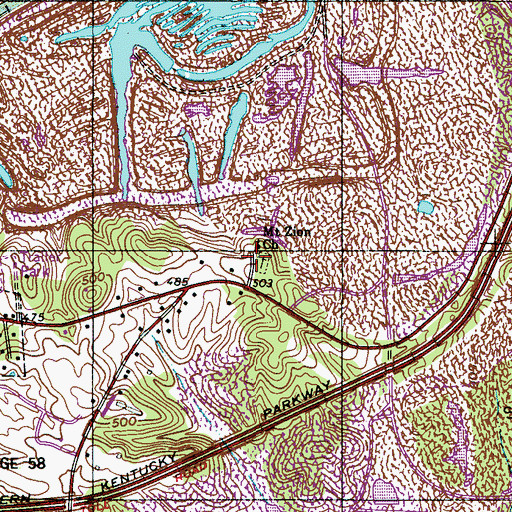Topographic Map of Mount Zion Church, KY