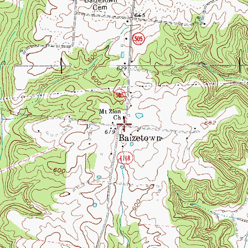 Topographic Map of Mount Zion Church, KY