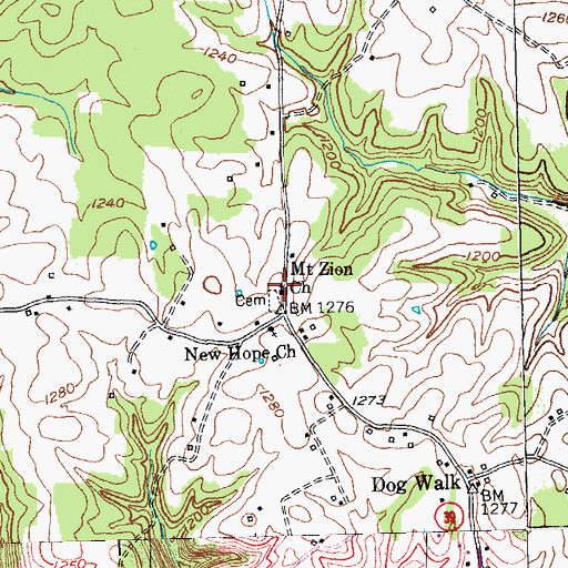 Topographic Map of Mount Zion Church, KY