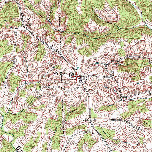 Topographic Map of Mount Zion Separate Baptist Church, KY