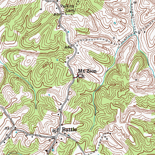Topographic Map of Mount Zion Church, KY