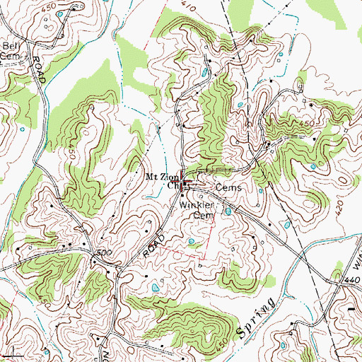 Topographic Map of Mount Zion Church, KY