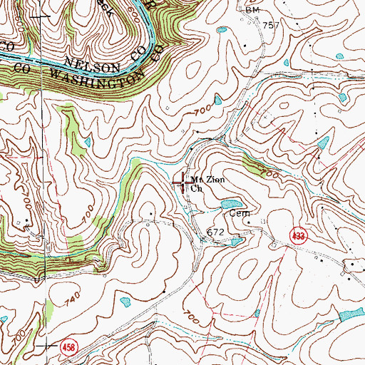 Topographic Map of Mount Zion Church, KY