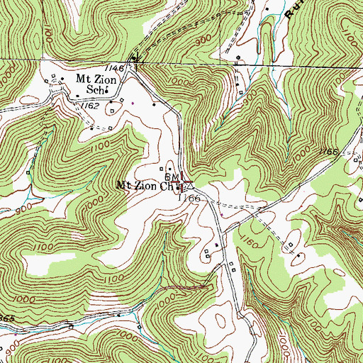 Topographic Map of Mount Zion Church, KY