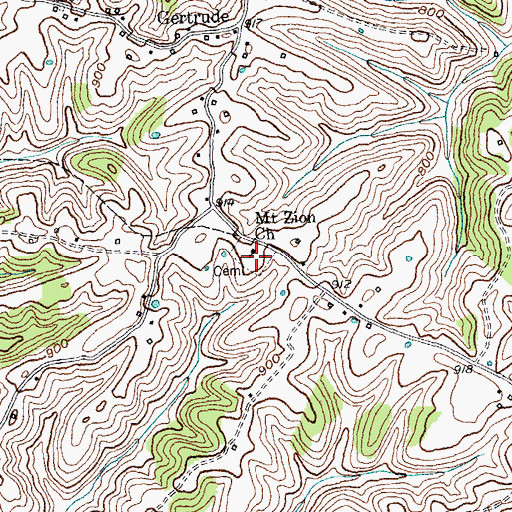 Topographic Map of Mount Zion Church (historical), KY