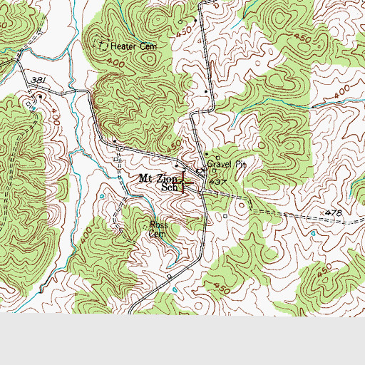 Topographic Map of Mount Zion School, KY