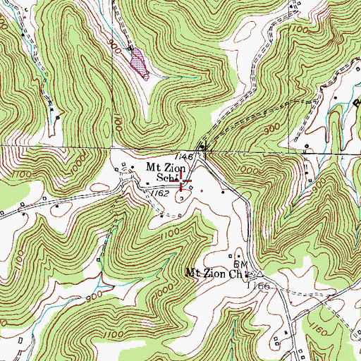 Topographic Map of Mount Zion School, KY