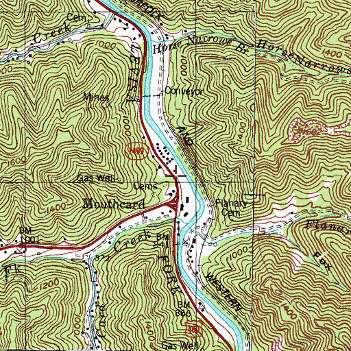 Topographic Map of Mouthcard, KY