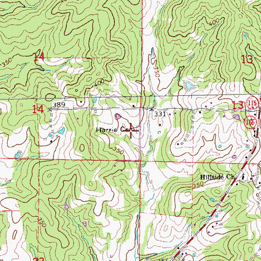Topographic Map of Harris Cemetery, AR