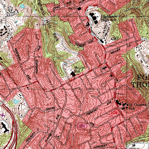 Topographic Map of Moyer Elementary School, KY