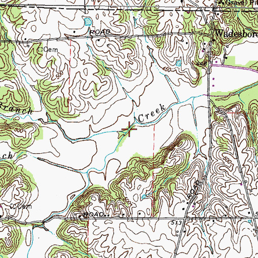 Topographic Map of Muck Branch, KY
