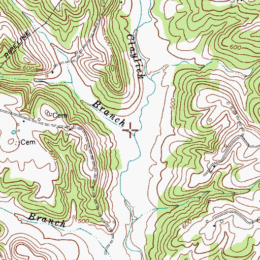 Topographic Map of Mud Branch, KY
