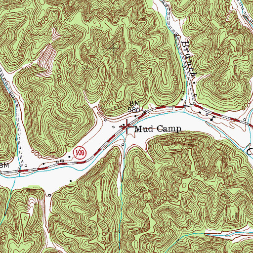 Topographic Map of Mud Camp, KY