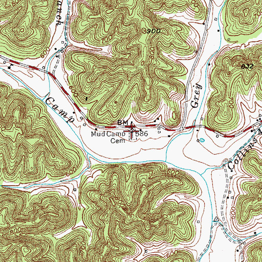 Topographic Map of Mud Camp Cemetery, KY
