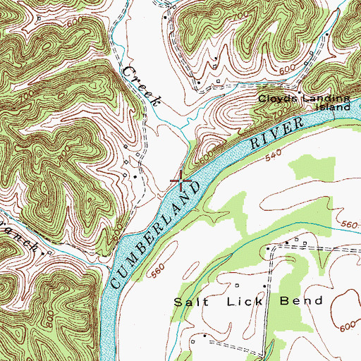 Topographic Map of Mud Camp Creek, KY