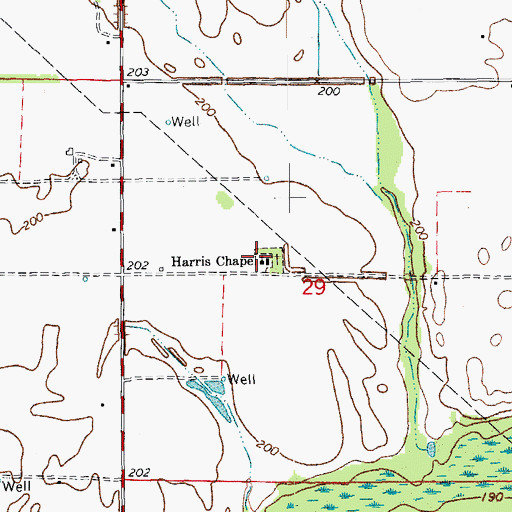 Topographic Map of Harris Chapel, AR