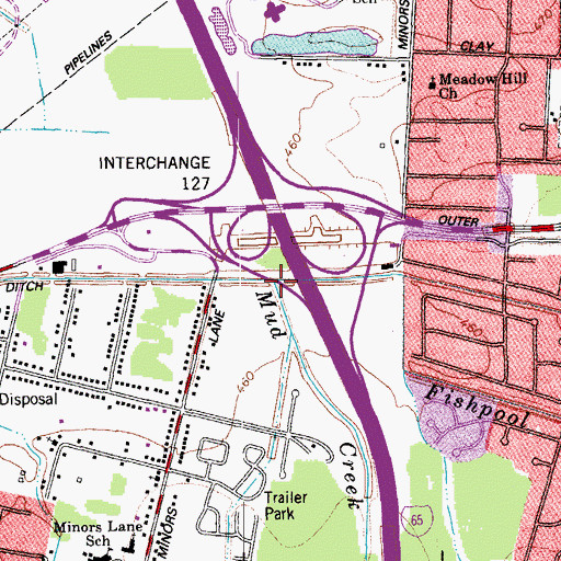 Topographic Map of Mud Creek, KY