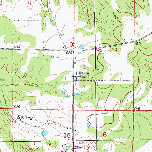 Topographic Map of Harris Chapel, AR