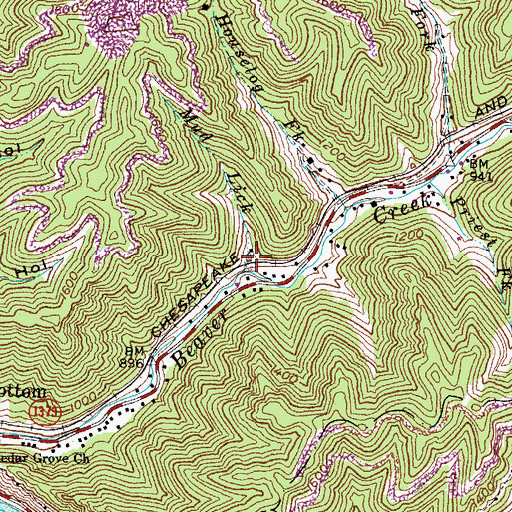 Topographic Map of Mud Lick, KY