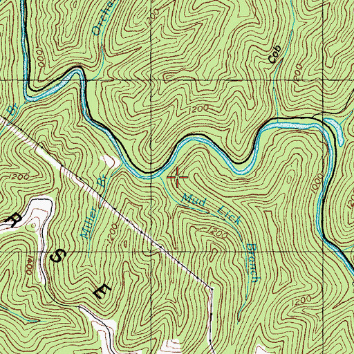 Topographic Map of Mud Lick Branch, KY