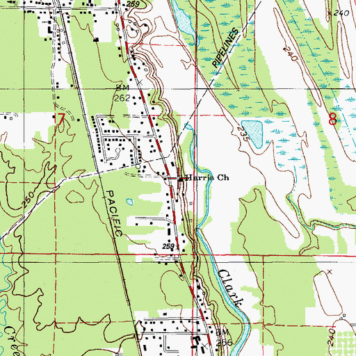 Topographic Map of Harris Church, AR