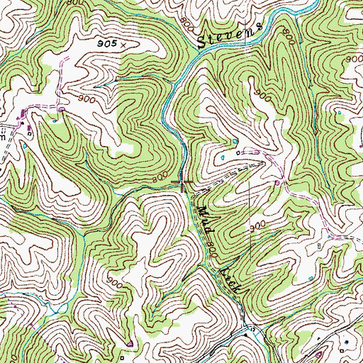 Topographic Map of Mud Lick Branch, KY