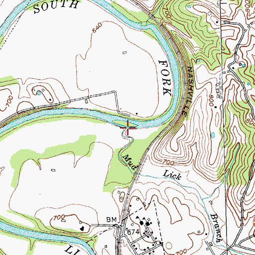 Topographic Map of Mud Lick Branch, KY
