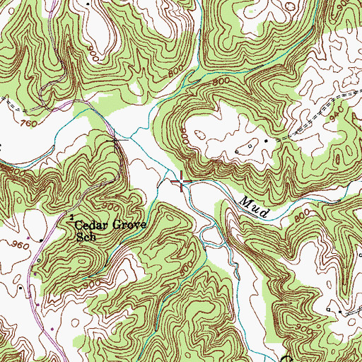 Topographic Map of Mud Lick Creek, KY