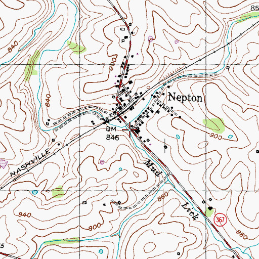 Topographic Map of Mud Lick Creek, KY