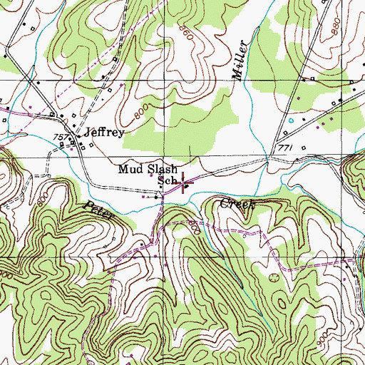 Topographic Map of Mud Slash School (historical), KY