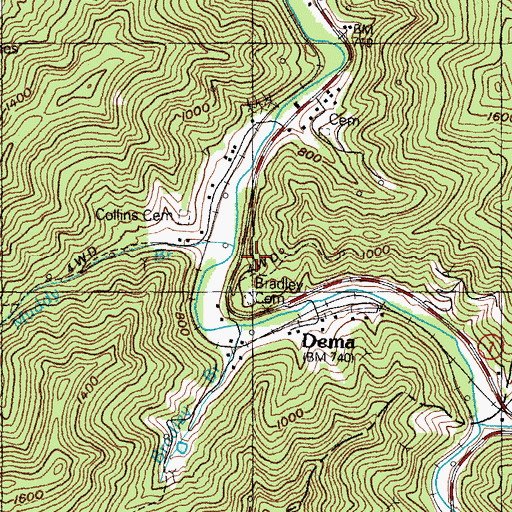 Topographic Map of Muddy Branch, KY