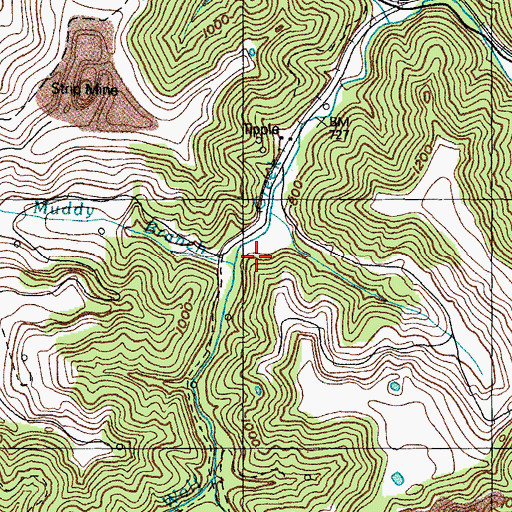 Topographic Map of Muddy Branch, KY