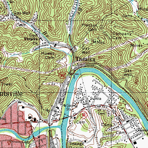 Topographic Map of Muddy Branch, KY