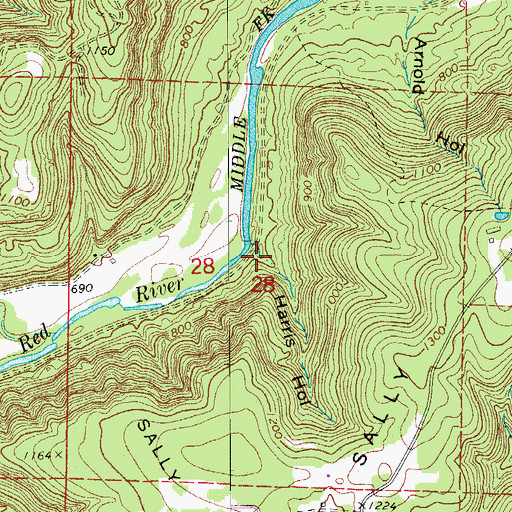 Topographic Map of Harris Hollow, AR