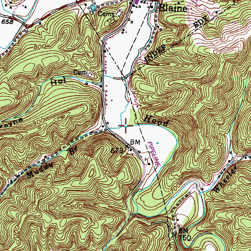 Topographic Map of Muddy Branch, KY