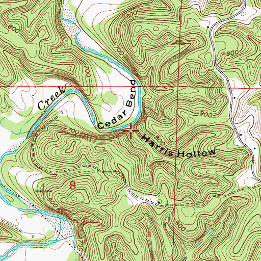Topographic Map of Harris Hollow, AR