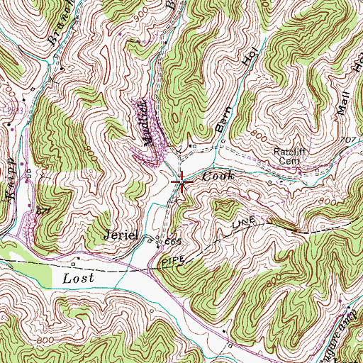Topographic Map of Mudlick Branch, KY