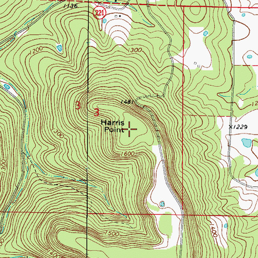Topographic Map of Harris Point, AR