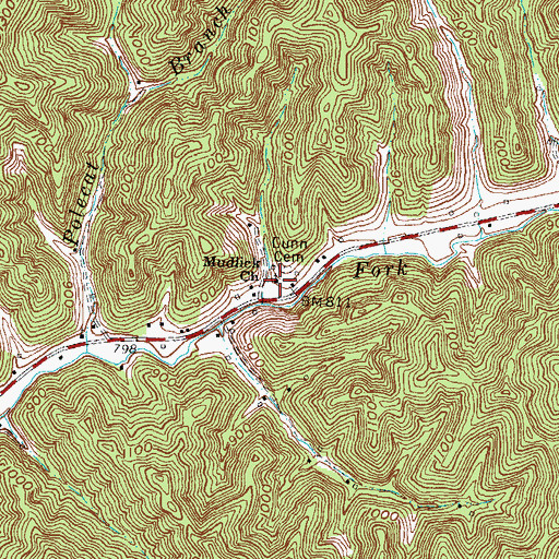 Topographic Map of Mudlick Church, KY