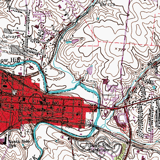 Topographic Map of Mulberry Creek, KY