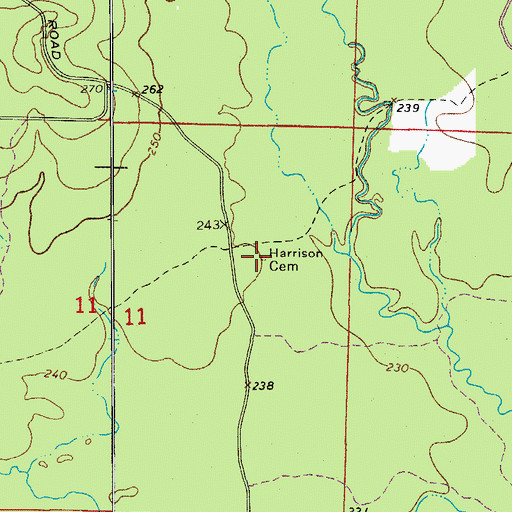 Topographic Map of Harrison Cemetery, AR