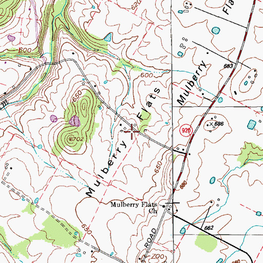 Topographic Map of Mulberry Flats, KY
