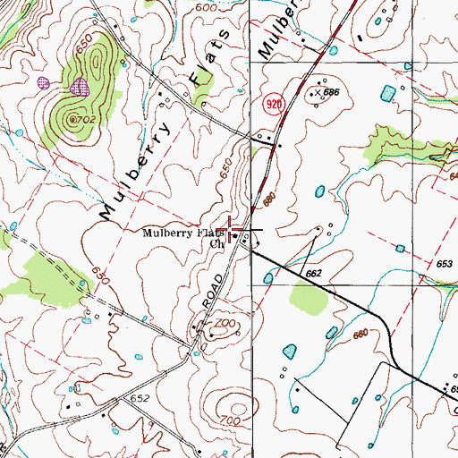 Topographic Map of Mulberry Flats Church, KY