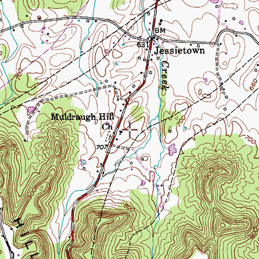 Topographic Map of Muldraugh Hill Church, KY