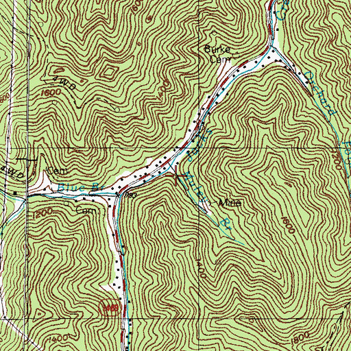 Topographic Map of Muley Branch, KY