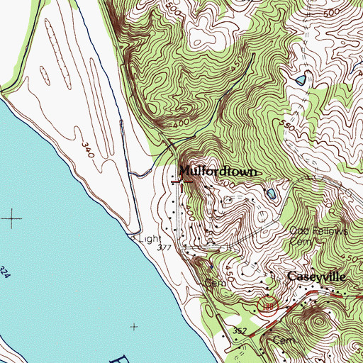 Topographic Map of Mulfordtown, KY