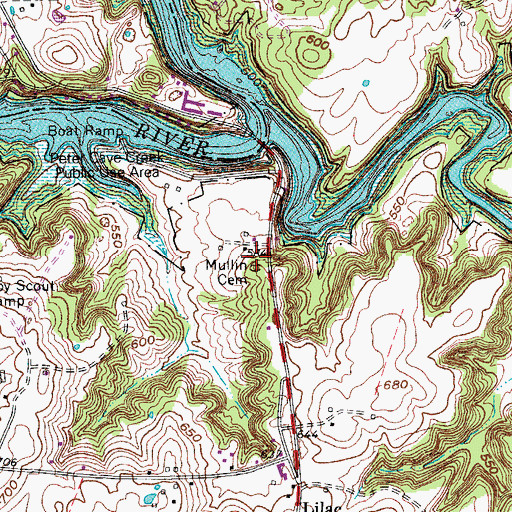 Topographic Map of Mullin Cemetery, KY