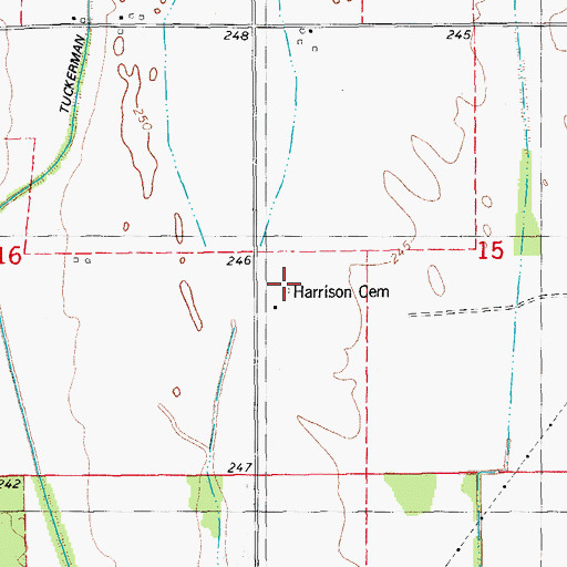 Topographic Map of Harrison Cemetery, AR