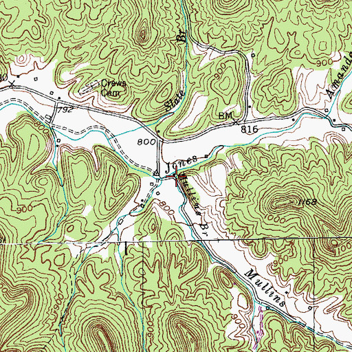 Topographic Map of Mullins Branch, KY