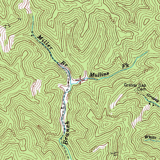 Topographic Map of Mullins Fork, KY
